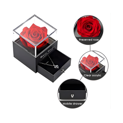 Rosa Eterna En Joyero y Collar TE AMO